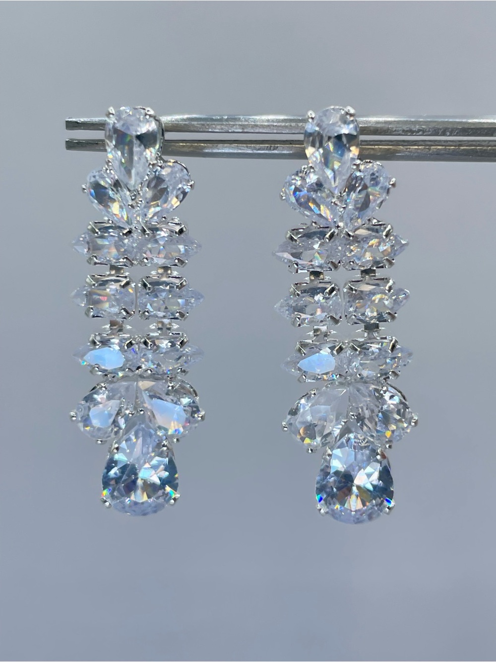 Swarovski Crystal Elements White Crystal Bridal Dangle Earrings Formal